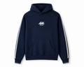 Navy FLOWD State Fleece hoodie with embroidered wave logo and cream side stripes